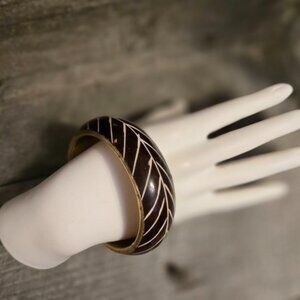 Brass and Bone Brown White Cuff Bracelet